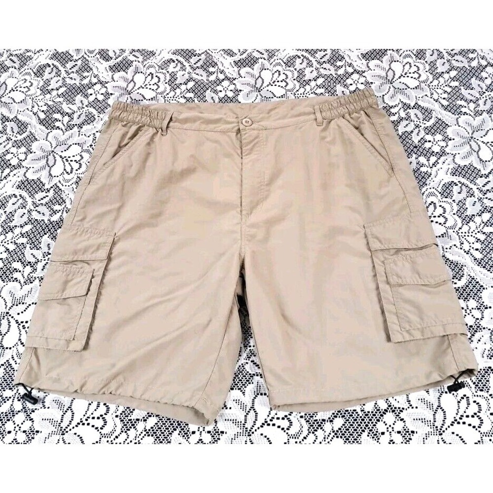 Men's Shorts Size‎ 40 Cargo Pockets Fishing Tan Zip 100% Polyester Unbranded